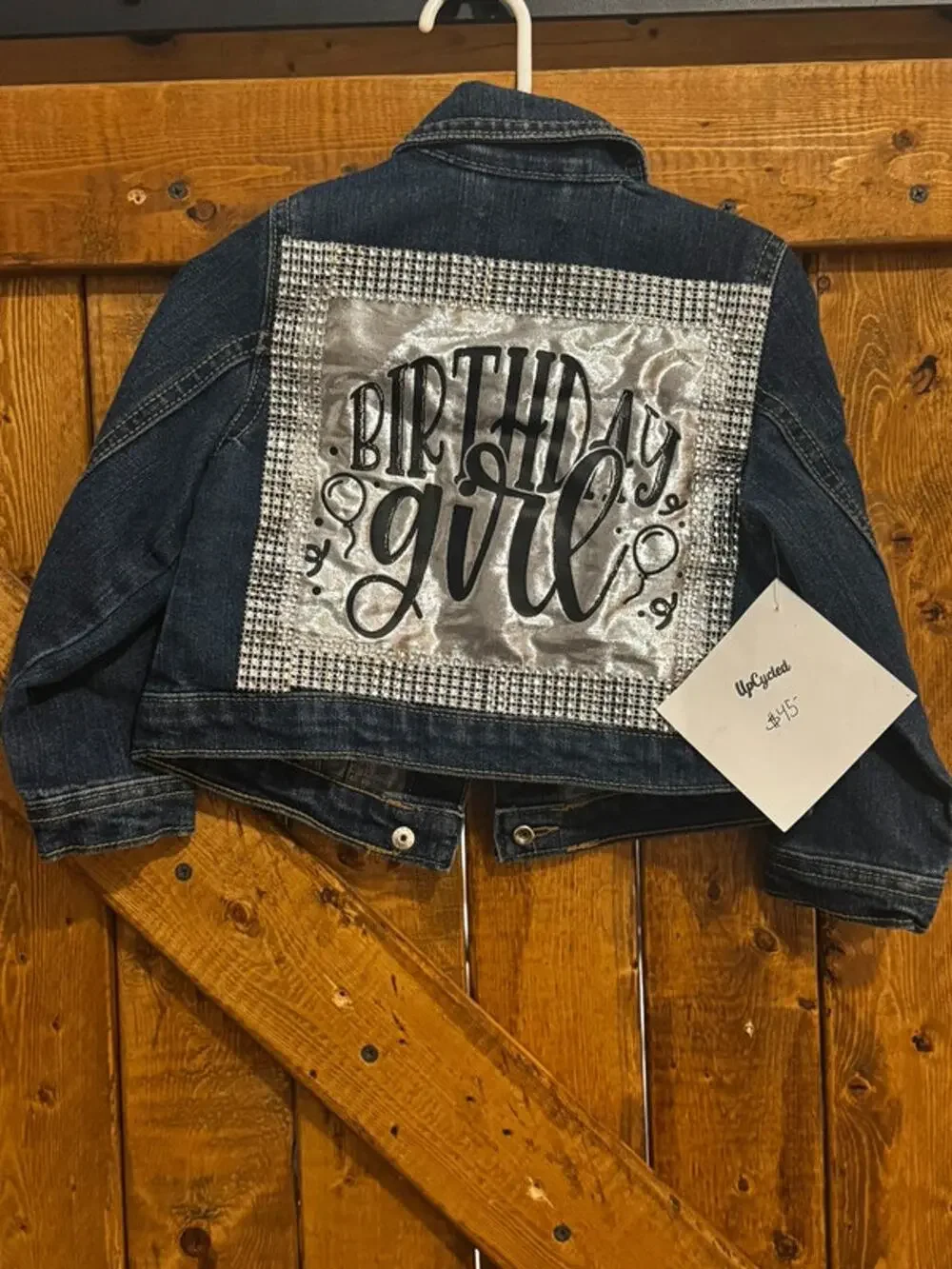 NWT Small Shop Denim Jacket Sz 3T Birthday Girl bedazzled